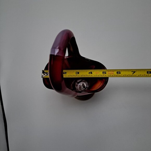 Imperial Slag Glass Basket Swirled Red & White Design Vintage Decorative Piece - Picture 10 of 16